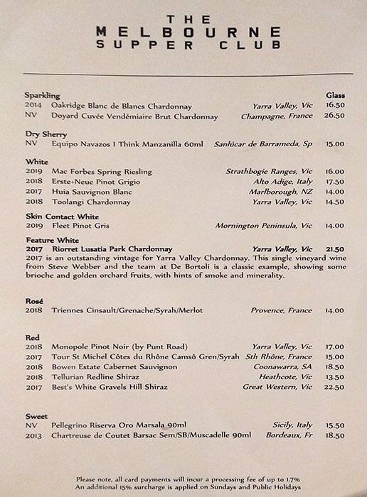 Menu At The Melbourne Supper Club Melbourne Menu At The Melbourne Supper Club Melbourne