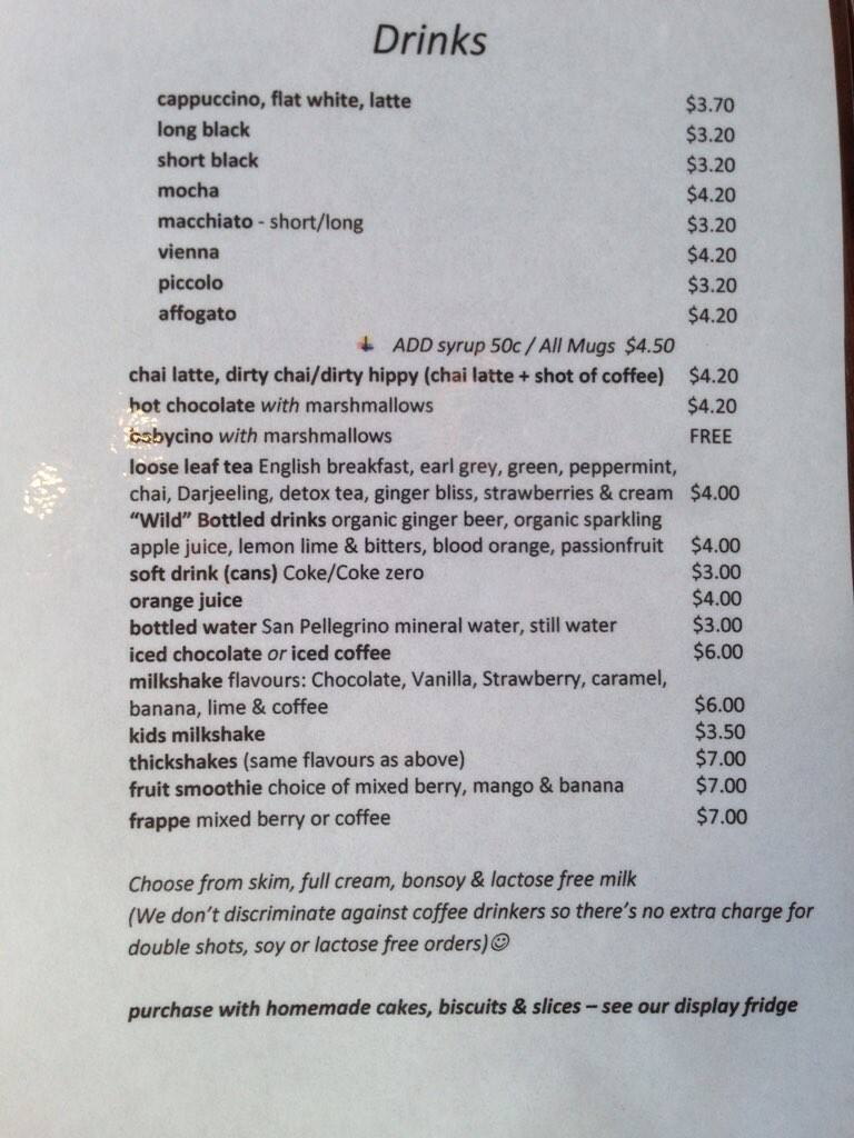 Menu at Pot 'n' Kettle Coffee House, Wagga Wagga