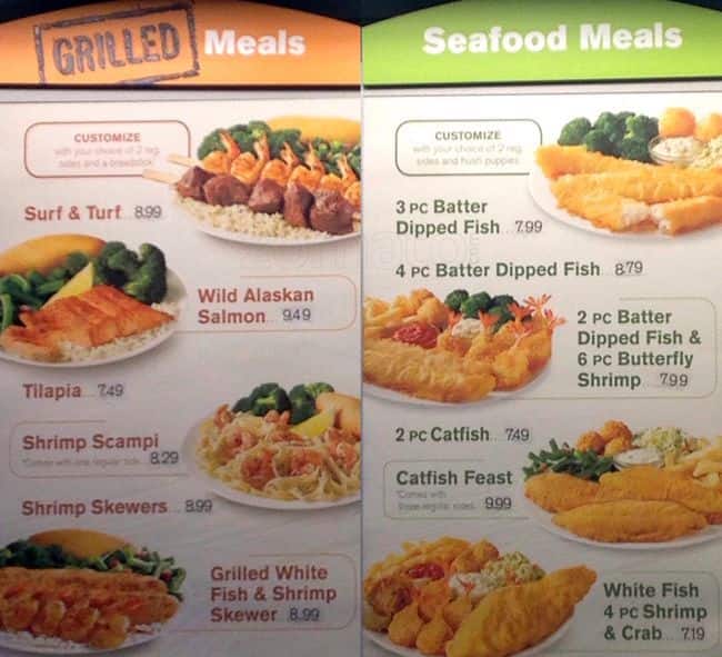 Menu at Captain D's fast food, Charlotte, Freedom Dr