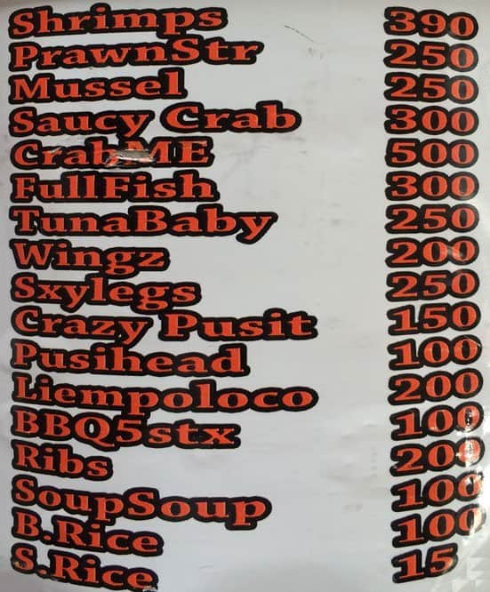 Carta del pub y bar Bucket Shrimps, Lapulapu, F. Martir St