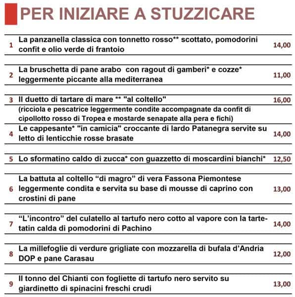 Menu di Al Posto Giusto 
