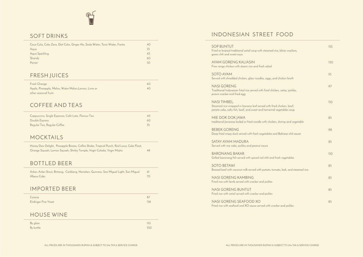 Orchid Restaurant Kristal Hotel Menu