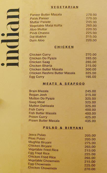 Kwality menu