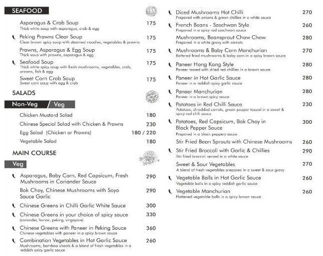 Ahling Chinese Corner menu