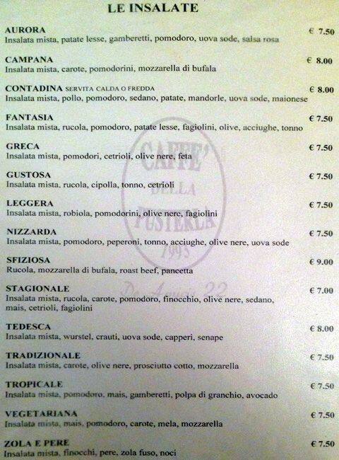 Menu di Caffè della Pusterla 