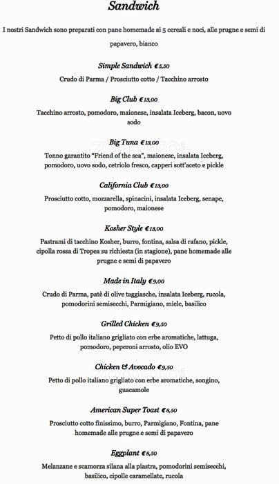 Menu di California Bakery 