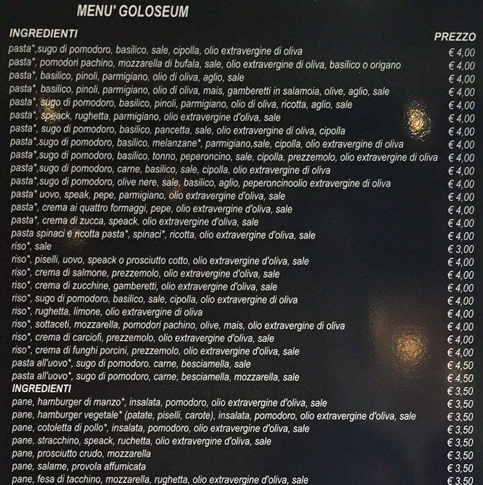 Menu di Goloseum 