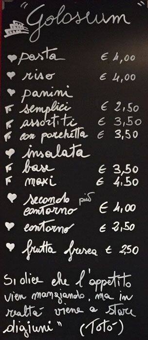 Menu di Goloseum 