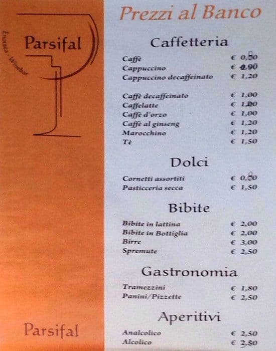 Menu di Parsifal Wine Bar Enoteca 