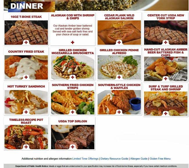 Menu at Shari's restaurant, Port Orchard