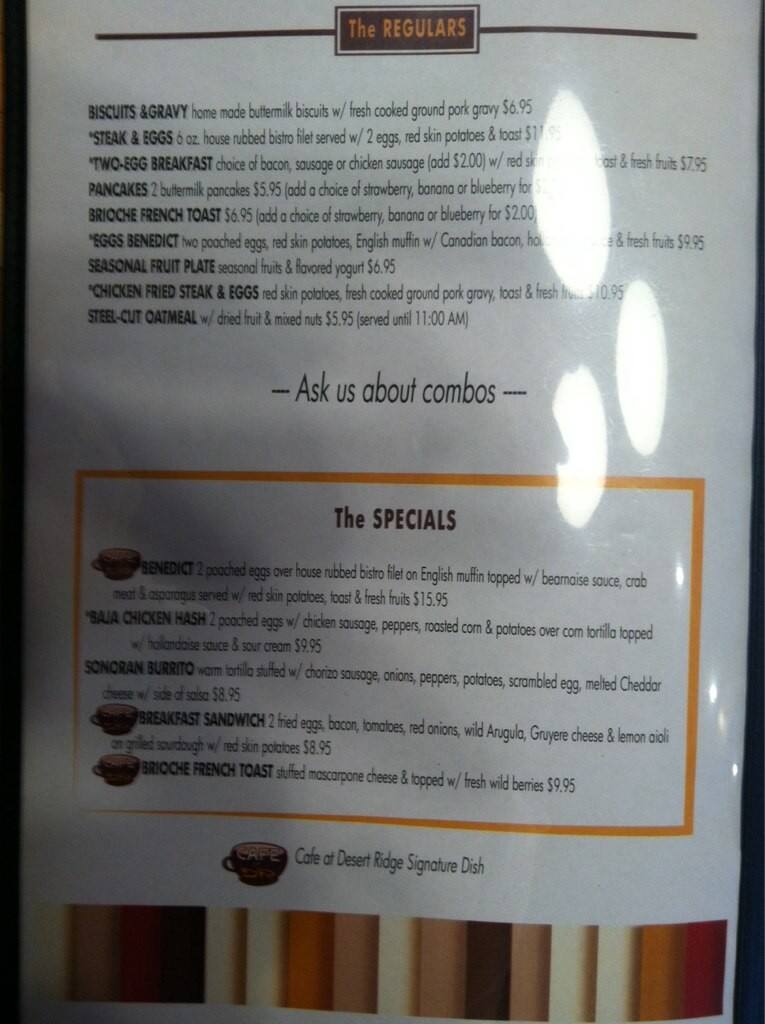 Cafe at Desert Ridge Menu, Menu for Cafe at Desert Ridge, Northeast