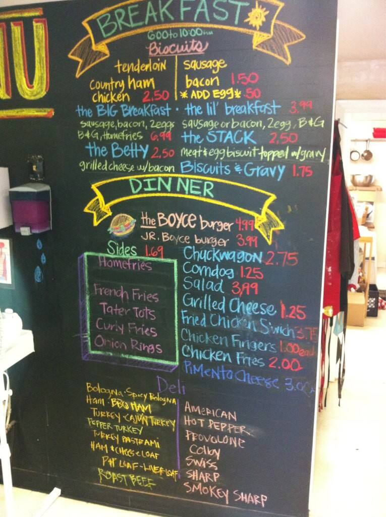 Boyce General Store Menu, Menu for Boyce General Store, Bowling Green