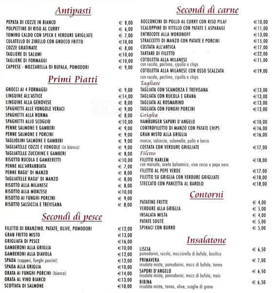 Menu di Ristorante Pizzeria Sapori D'Angelo 