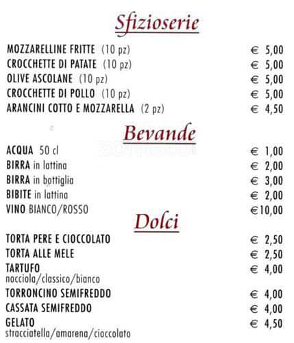 Menu di Ristorante Pizzeria Sapori D'Angelo 