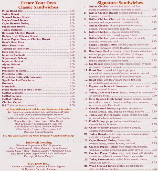 Milano Market Menu, Menu for Milano Market, Morningside Heights, New