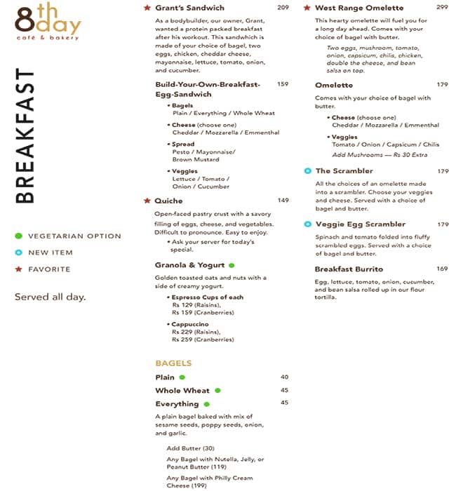 8th Day Cafe & Bakery Menu, Menu for 8th Day Cafe & Bakery, Southern
