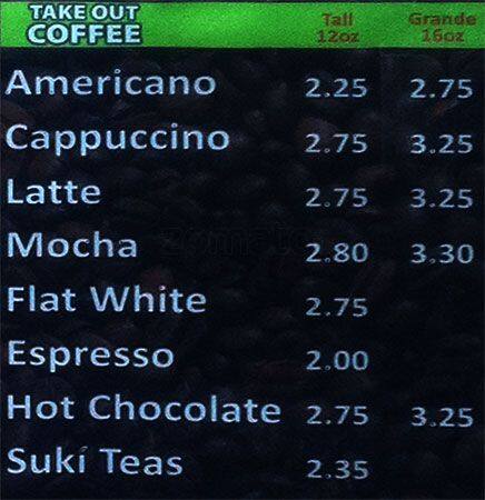 Cafe Java menu