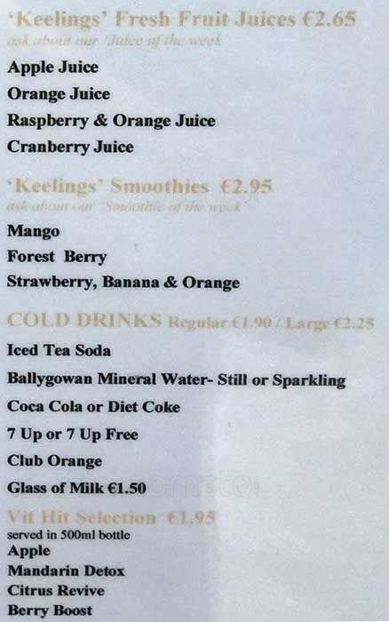 Cafe Java menu