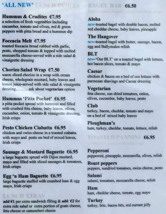 Cafe Java menu
