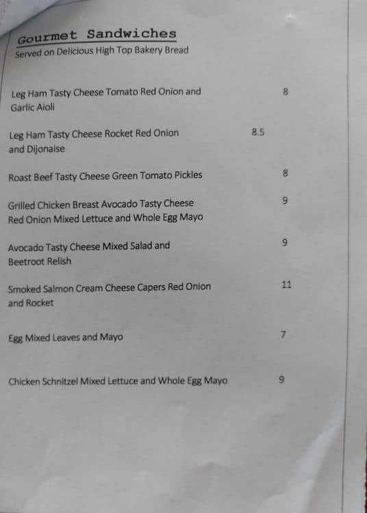 Menu at Screaming Beans Coffee Bar, Penrith