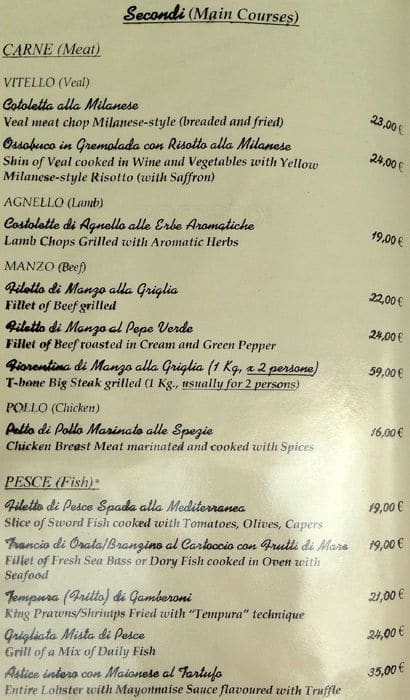 Menu di Il Salotto di Milano 