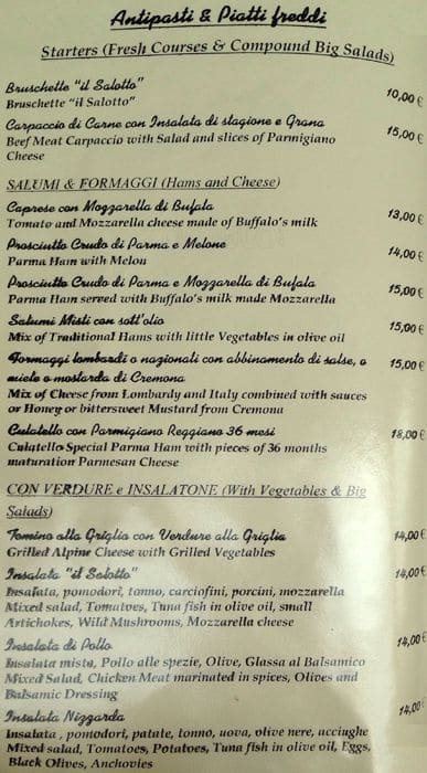 Menu di Il Salotto di Milano 
