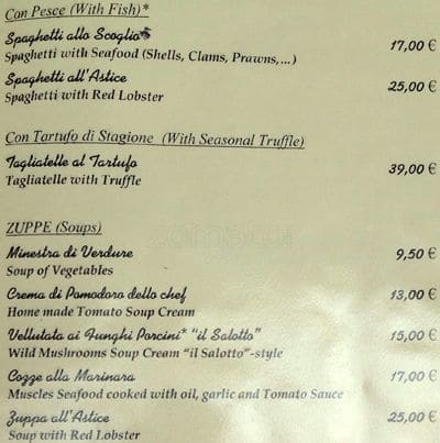 Menu di Il Salotto di Milano 