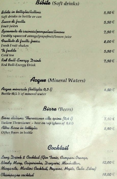 Menu di Il Salotto di Milano 