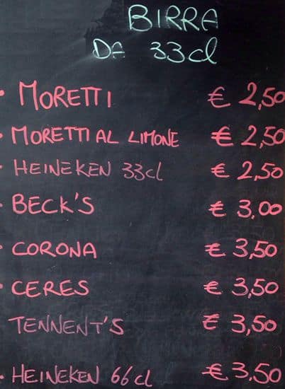 Menu di Bar Le Vele 
