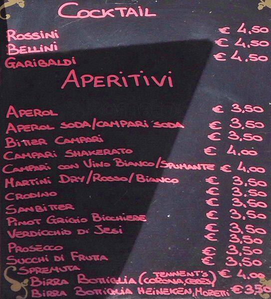Menu di Bar Le Vele 