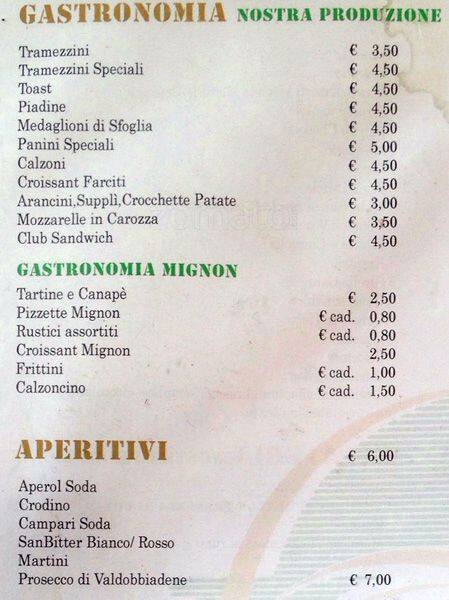 Menu di Il Cigno Caffè Pasticceria 