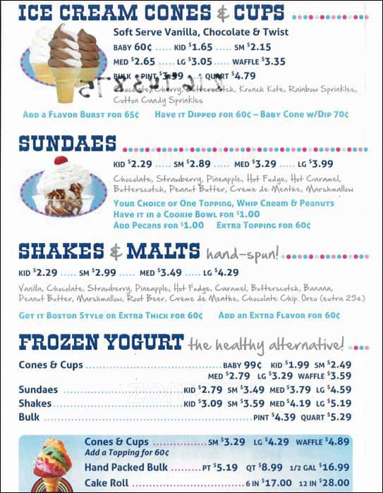 Menu at Creamery fast food, Homer Glen, S Bell Rd