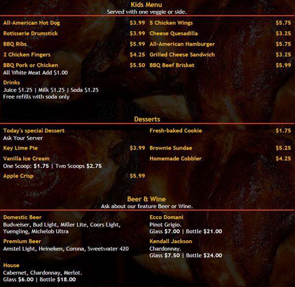 Menu at Roasters Rotisserie cafe, Atlanta, Lenox Rd NE