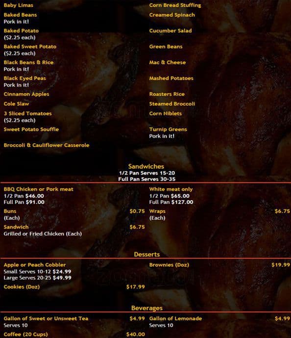 Menu at Roasters Rotisserie cafe, Atlanta, Lenox Rd NE