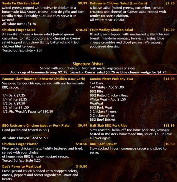 Menu at Roasters Rotisserie cafe, Atlanta, Lenox Rd NE