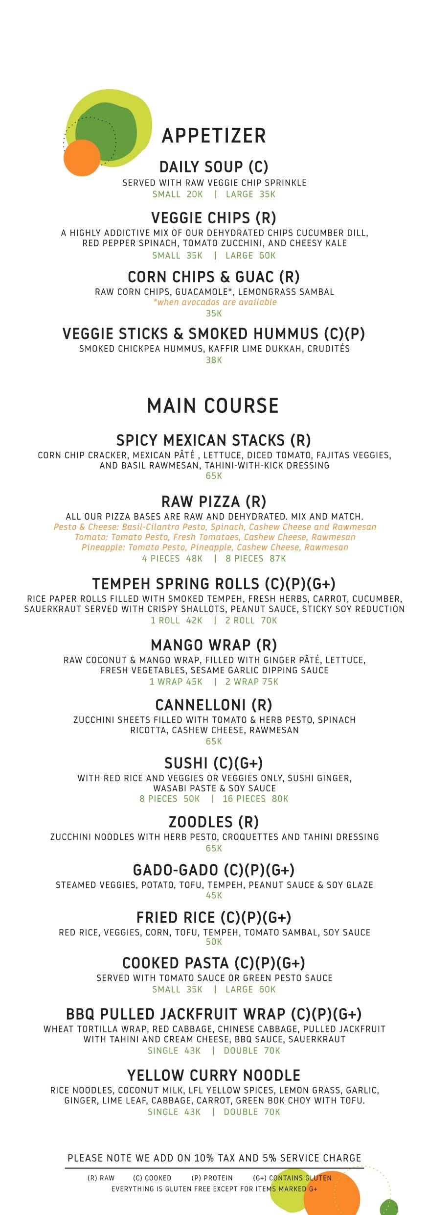 Menu at Living Food Lab restaurant, Canggu, No 8