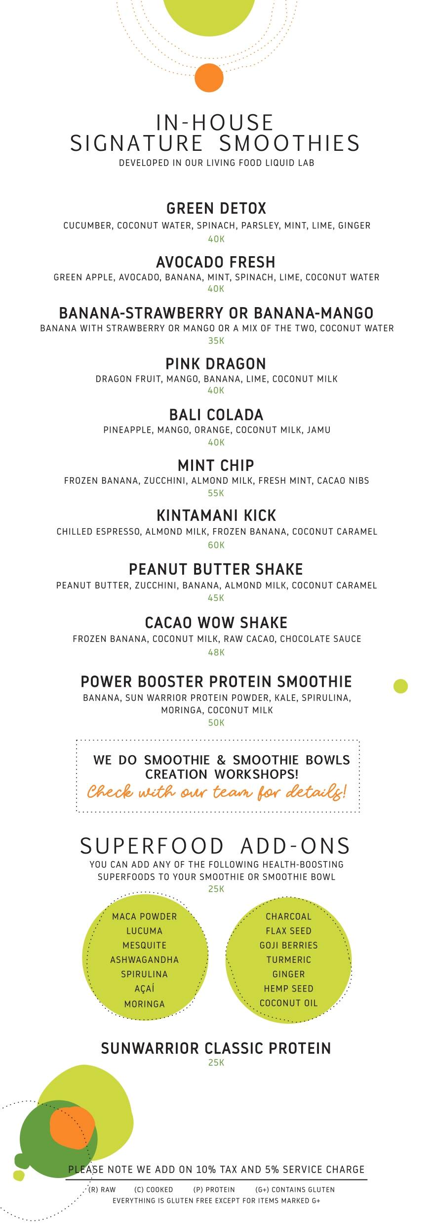 Menu at Living Food Lab restaurant, Canggu, No 8