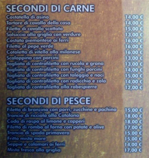Menu di Osteria del Generale 