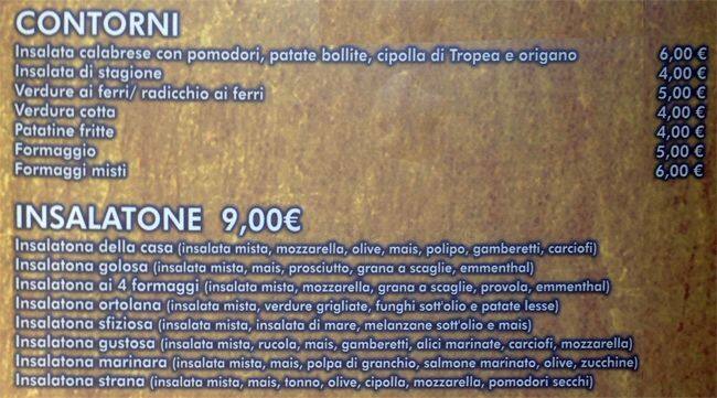 Menu di Osteria del Generale 