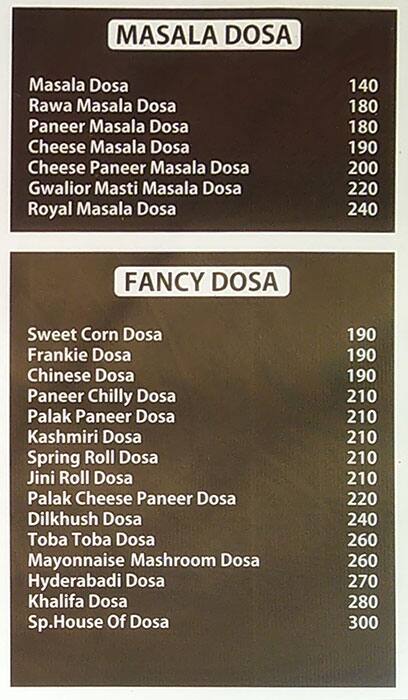 Menu At House Of Dosa Ahmedabad