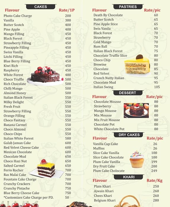 Menu of The London Bakery, Rajendra Nagar, Patna