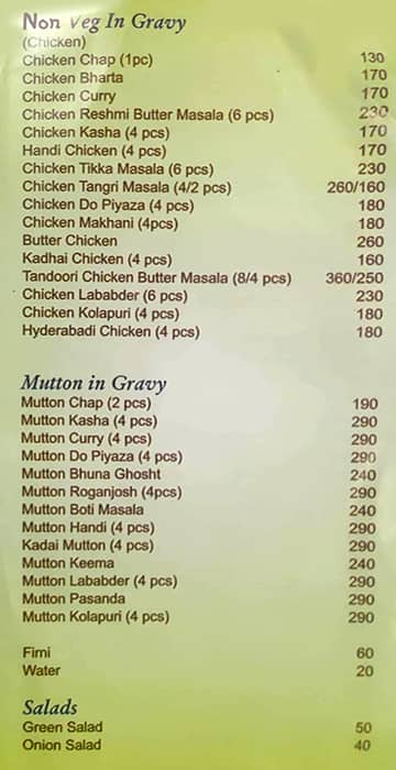 Menu at Dada Boudi Hotel, Barrackpore, 1