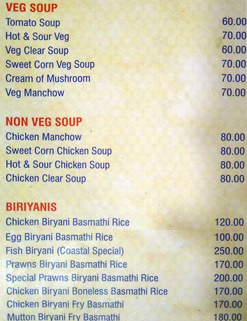 Coastal Biryani Paradise menu