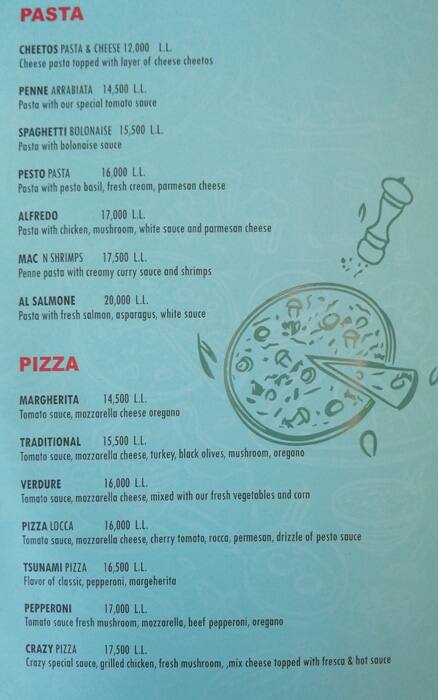 Square Cafe menu