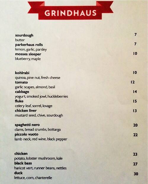 Grindhaus Menu, Menu for Grindhaus, Red Hook, New York City
