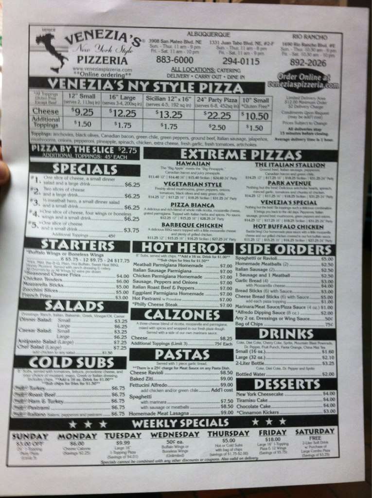 Gino's NY Style Pizza Menu Urbanspoon/Zomato