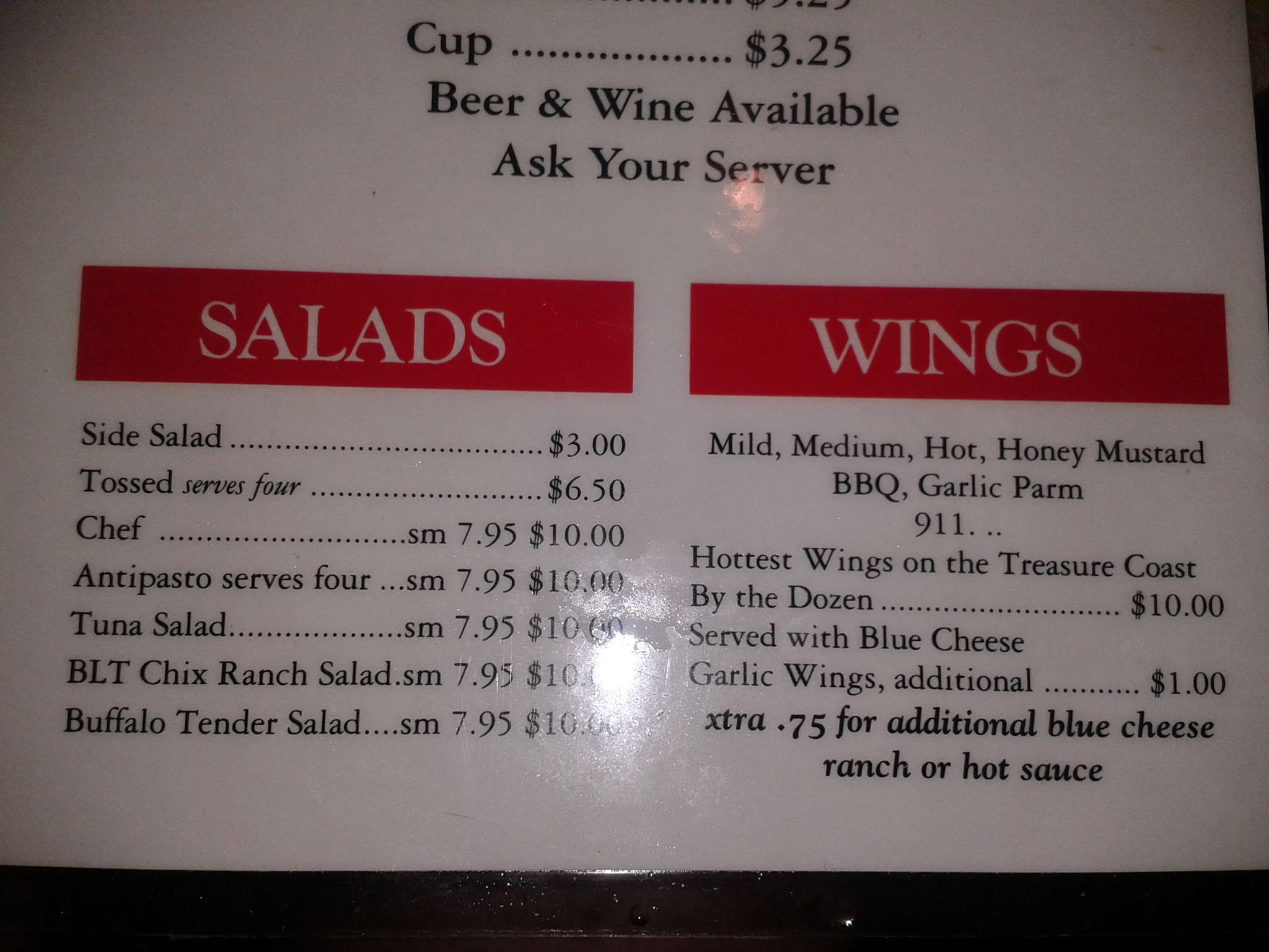 Menu at Caps Pizza pizzeria, Vero Beach