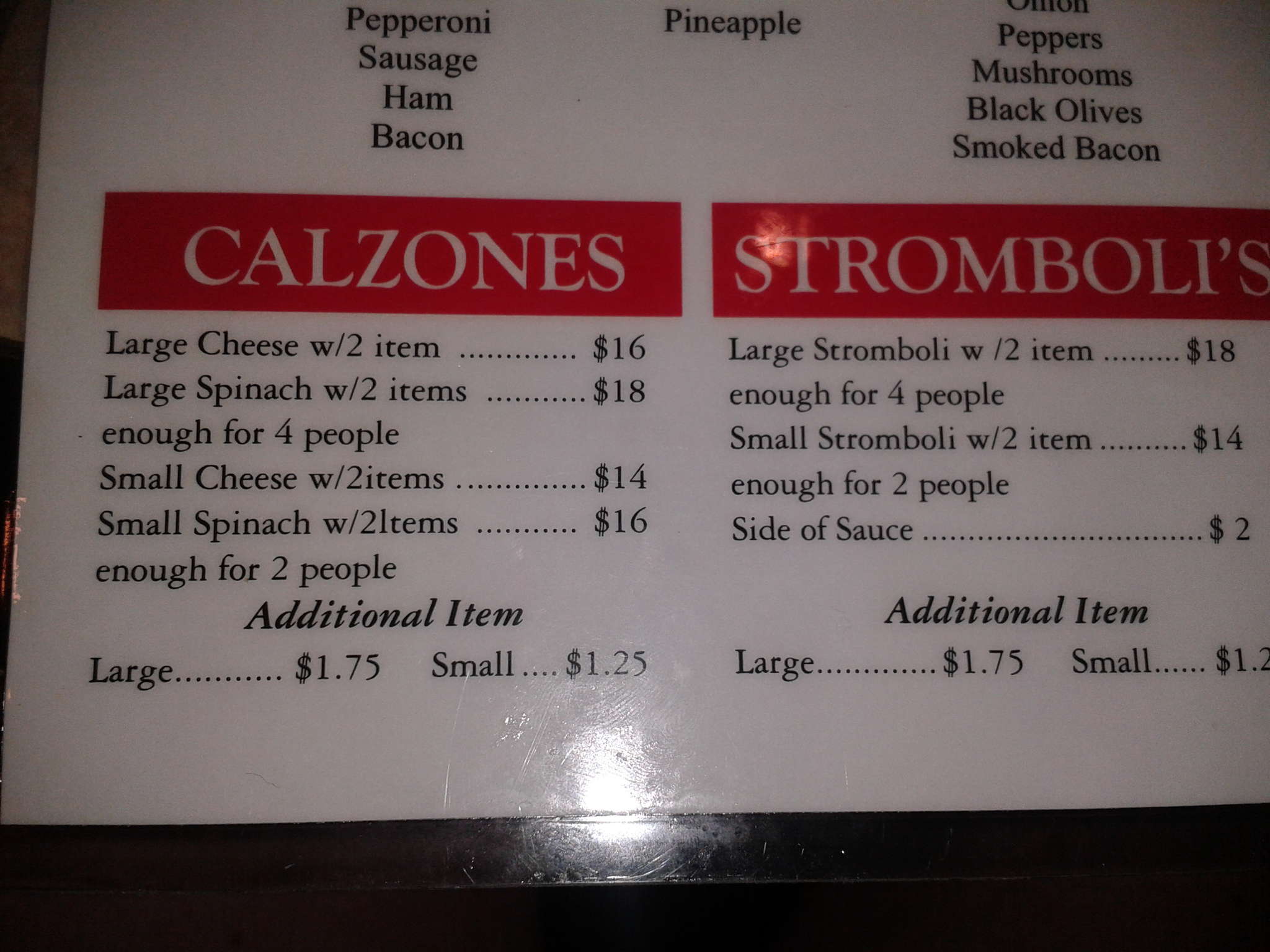 Menu at Caps Pizza pizzeria, Vero Beach