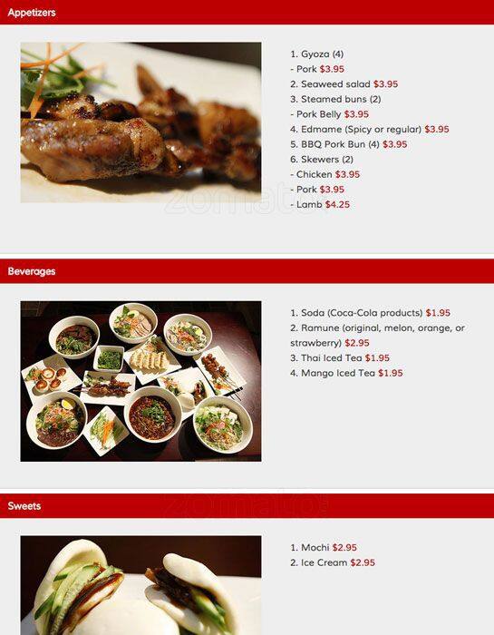 Menu at Noodle Fresh Express restaurant, Denver