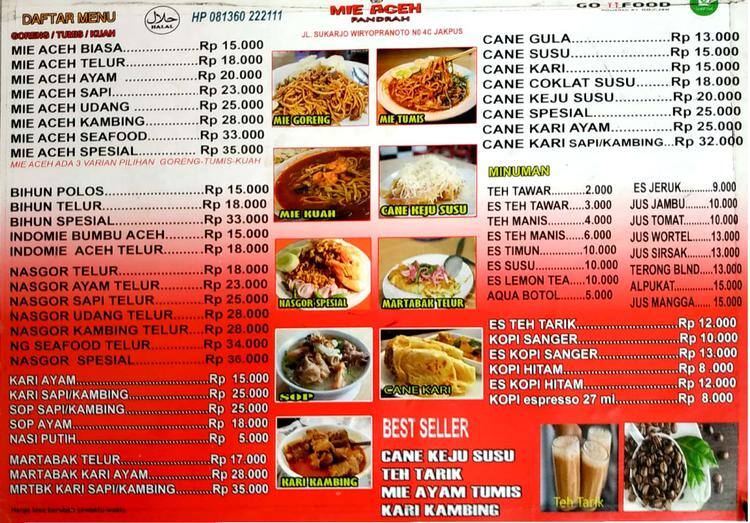 Mie Aceh Pandrah Menu Menu For Mie Aceh Pandrah Hayam Wuruk Jakarta